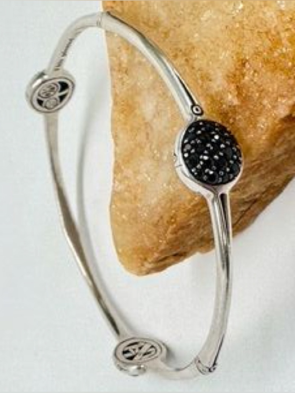 John Hardy Sterling Silver Bamboo Bracelet Bangle with Sapphire Pave Gemstone